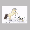 Norwegian Fjord Horse & Elkhound Dog Whimsical Illustration