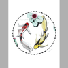 Butterfly Koi and Water Lily Ink Pointillism