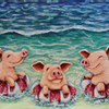Three Swimming Pigs