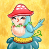 Blue Bird w Mushroom Cap 