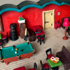 Canteen at the FABRIKA, plasticine, cardboard, 25x17,5x10 cm