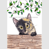 Tortoiseshell Kitten Whimsical Illustration