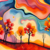 Vibrant Dreamscape with Autumn Trees