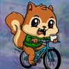 Cute Squirrel Riding Bike with Coffee