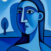 Abstract Blue Portrait