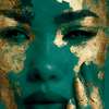 Gold and Teal Textured Portrait
