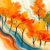 Colorful Autumn Trees on Slope