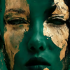 Emerald and Gold Face Study