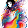Enchanting Flowing Hair with Blossoms