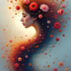 Woman with Floral Hair