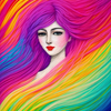 Vibrant Woman with Rainbow Hair