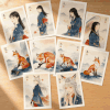 Ten original Japanese watercolor character posters, one story told across three series 