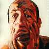 expressive  self portrait painting of the  artist painter raphael perez