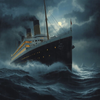Stormy Ocean Steamship Painting – Vintage Ship in Moonlight