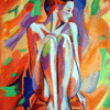 Seated thoughtful woman