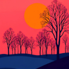 Vibrant Sunset Over Silhouetted Trees