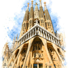 Façade of the Sagrada Família en Barcelona.