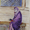 Carnival in Venice. Mysterious Mask in purple,gold