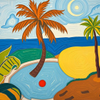 Colorful Tropical Beach Scene