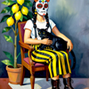 Catrina With Her Cat Travieso