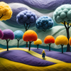 Colorful Surreal Landscape Pathway