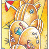 whimsical beach with crab