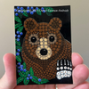 Whimsical Bear and Blueberries Dot Art ACEO 
