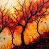 Fiery Autumn Trees in Wind