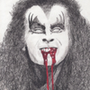 Gene Simmons - DRIBBLE - Colored Pencil Drawing by Dean Huck