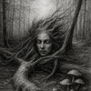 Dark forest drawing on paper 