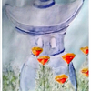 Pagoda and Poppies Painting