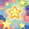 Smiling Stars in a Colorful Sky