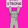 Stay strong breast cancer support cute cat.