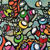 (sold) cartoon colorful doodles GARLIK, 50*60*0.1cm, 2018, flat cardboard canvas