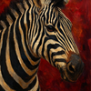Majestic Zebra on Red Background