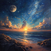 Moonlit Ocean Sunset