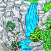 Water fall.. Brush pen.. Art.. 