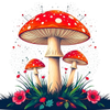 Vibrant Red Mushrooms in Bloom