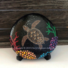 Sea Turtle & Reef Pointillism Painted Stone 
