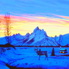 Teton Sunset in Winter 
