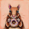 Squirrel eating a Donut