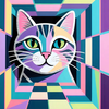 Geometric Colorful Cat