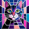 Vibrant Geometric Cat Portrait