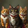 Elegant Trio of Feline Companions