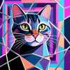 Colorful Geometric Cat Portrait