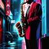 Neon Noir Saxophonist