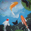 butterflies and koi