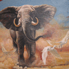 Trophy Room Mural-Charging Bull Elephant