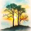 Serene Sunset Behind Trees