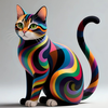 Vibrant Multicolored Cat